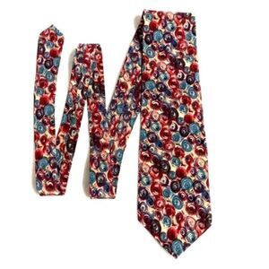Men's Vintage 100% Silk Tie - Abstract Circle Motif - Brand Cellini